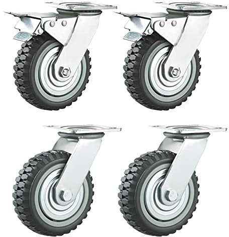 Nisorpa 4 Pcs 150mm Heavy Duty Castor Wheels,Industrial Castor Wheels Heavy Duty Trolley Wheels 360° Swivel Casters with Brakes Load Capacity 1000 KG