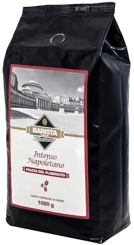 Barista Italiano - 1KG Whole Coffee Beans (INTENSO NAPOLETANO) | Dark Roast | Mix of Robusta Blends | Roasted In Italy | Full-Bodied & Intense | Round Taste & Enveloping Aroma