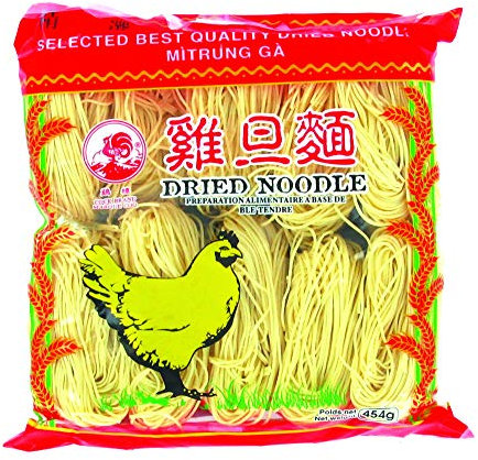 Nouilles chinoises fines aux oeufs Mitrung Ga - Marque Coq - 454G (3 sachets)