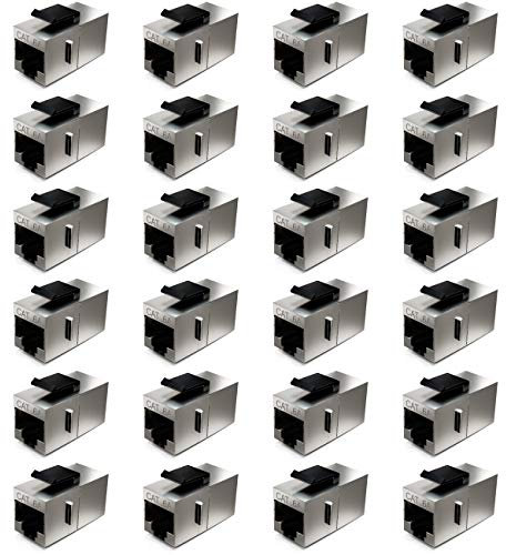 deleyCON 24x CAT6a Keystone Modulo Cavo Patch Accoppiamento Connettore Schermato 2x Presa RJ45 Rete Patch Panel Staffa Keystone Estensione