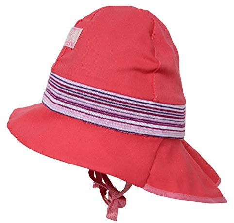 PICKAPOOH Baby/Kinder Sonnenmütze/Sonnenhut Feuerwehr Bio-Baumwolle, Cayenne feine Ringel, Gr. 48