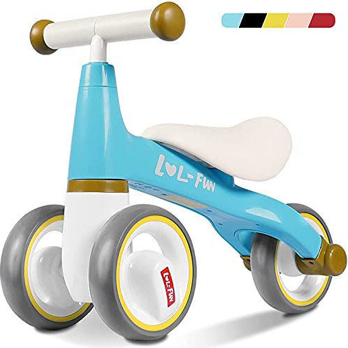 LOL-FUN Kinder Laufrad ab 1 Jahr, Balance Fahrrad Spielzeug für 1 Jahr Jungen Mädchen, Rutschrad Baby Laufrad als Geburtstag Gescenk für 12-18 Monate, Hellblau