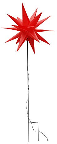 Bonetti 3D Leuchtstern inkl. warm-weißer LED Beleuchtung | für Innen und Außen geeignet | hängend | 7,5 m Zuleitung (rot, ca. 57x44x48 cm mit Erdspieß (Netzstecker))