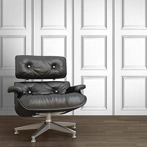 YöL Wood Effect Wallpaper Wooden Panel Frame Realistic Modern White Grey