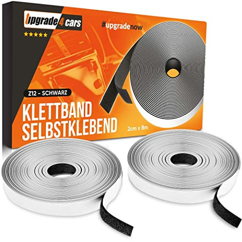 Klettband selbstklebend extra stark 8m | Klettverschluss doppelseitig klebend 20mm Schwarz | Hakenband & Flauschband Rolle beidseitig 8 m