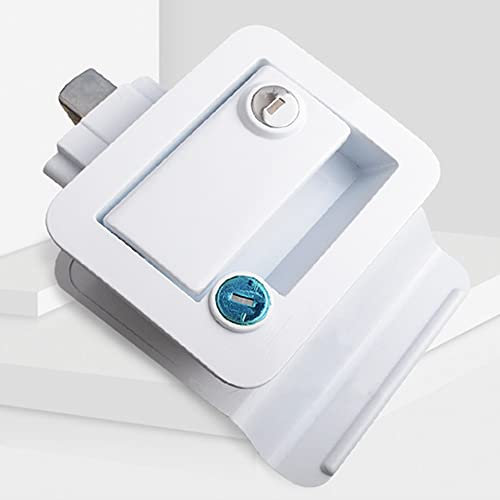 Baceyong Serrure de porte d'entrée à palette RV, Accessoire de Remorque de Camping-car avec Serrure de porte à pêne Dormant Loquet d'armoire de Remorque de voiture RV Blanc/Noir