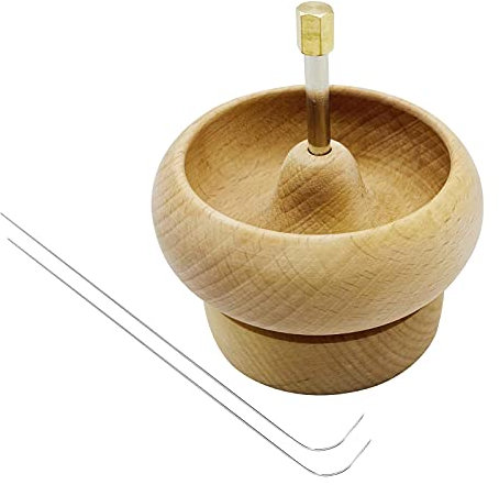 F Fityle Bead Spinner Schüssel, Holzperlen Spinner, DIY Making Bead Spinner Kit, Bead Spinner Schale Set, Beading Turning Bowl mit Beading Needle zum Auffädeln Basteln für Schmuckherstellung