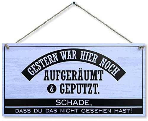CARISPIBET Gestern war Wandschild Türschild Dekorationsschild Hausschild Wohnkultur im Vintage-Look mit Zitat 15x30