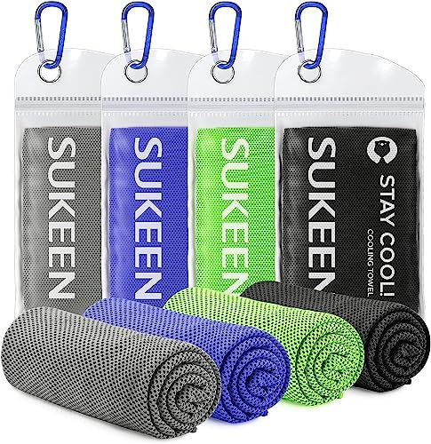 Kühlhandtuch Kühlendes Handtuch Kühltuch für Sofortige Kühlung mit 4 Wasserdichten Beuteln Mikrofaser Sporthandtuch für Fitness Camping Wandern Yoga Golf Reisen