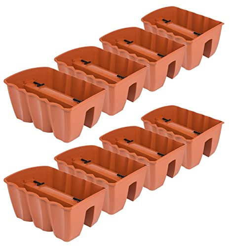 Lot de 8 pots de fleurs suspendus - 39,5 x 28,5 x 20,5 cm - En terre cuite