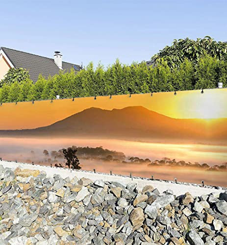 MyMaxxi Zaunbanner Sichtschutz ? Nebelverhüllte afrikanische Savanne - Abdeckung für Terrasse Zaun - Windschutz Sonnenschutz Blickdicht - Zaunverkleidung wetterfest -