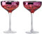 ARTLAND - Bloom Champagne Saucers - Champagne Glasses Set of 2 - Tall Stem - Handmade, Mouth Blown Sparkling Wine Glass - Sunset Toned Floral Design