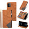 UEEBAI Wallet Case for iPhone 12 mini 5.4 inch, Vintage Premium PU Leather Cover Flip Case with Card Slots Magnetic Closure Zipper Pocket Kickstand Handbag with Hand Strap - Diamond Brown