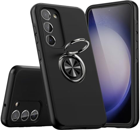 KRAFTCARE Hülle für Samsung Galaxy S23, Handyhülle mit Eingebetteter 360° Grad Ring, Magnetische Schutzhülle TPU Stoßfest Cover Case für Samsung S23 5G,Schwarz