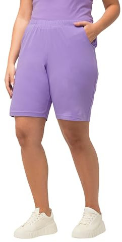 Ulla Popken Damen Jersey-shorts, Taschen, Elastischer Bund Bermuda, Blaues Flieder, 56W / 32L EU