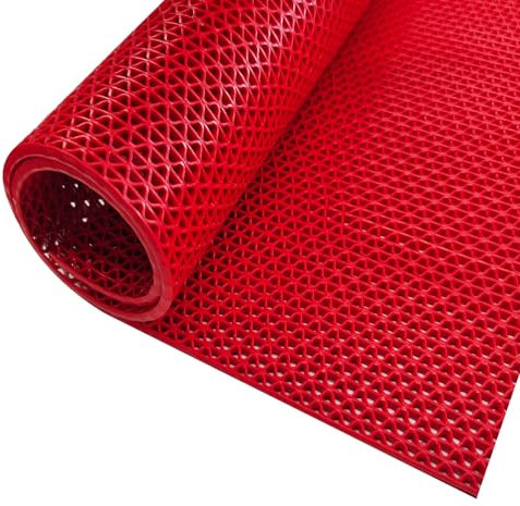 Floordirekt Z-Mat 120 x 150 cm, Rot - PVC Bodenmatte für Nasszonen - Meterware - Drainage-Wirkung - Rutschsicher - Antibakteriell - Saunaläufer Duschmatte Bodenrost Antirutschmatte