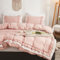 GETIYA Rosa Bettwäsche 135x200 4Teilig Romantisch Rüschen Bettwäsche Mädchen Damen Flauschige Mikrofaser Bettbezug Doppelbett mit Reißverschluss 2 Rosa Deckenbezug mit 2 Kissenbezug 80x80