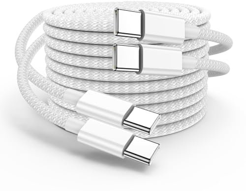 USB C to USB C Charger Cable 1m, 60W Type C Cable Lead Fast Charging Power Braided for Apple iPhone 15 Plus/15 Pro Max, MacBook Pro 2021/2020, iPad Pro 12.9/11 inch/Mini/Air 5/4,Samsung,Pixel