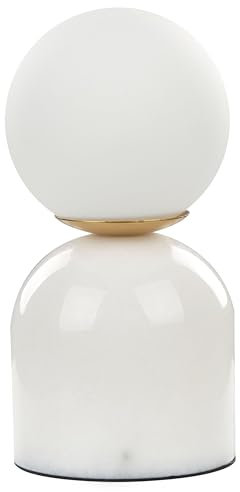 Beliani Tischlampe aus Marmor und Glas weiß 21 cm Kugelform Modernes Design Kiwi