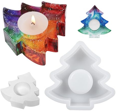 Hekasvm Silikonformen Gießformen Weihnachten Gießform Silikonform Teelichthalter Weihnachtsbaum Tannenbaum Kerzenhalter Teelicht Krippe