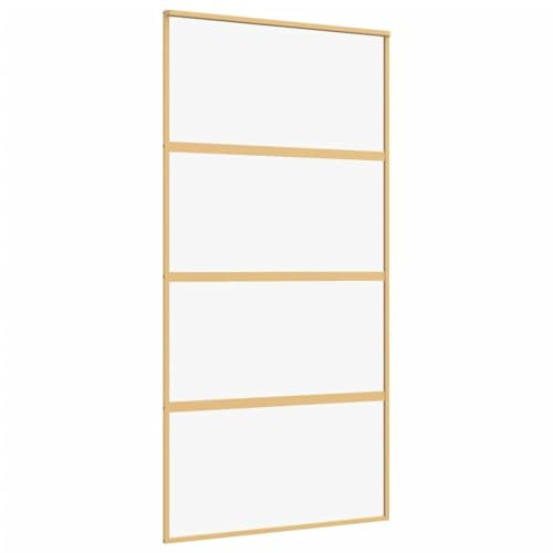 vidaXL Puerta corredera dorada de vidrio ESG transparente y aluminio