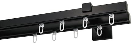 Garesa Gardinenstange Nora Ø 20mm, 2-läufig, Schwarz I Moderne & Stabile Vorhangstange inkl. Gleiter + Faltenlegehaken I Mit Endknopf Kappe I 350cm