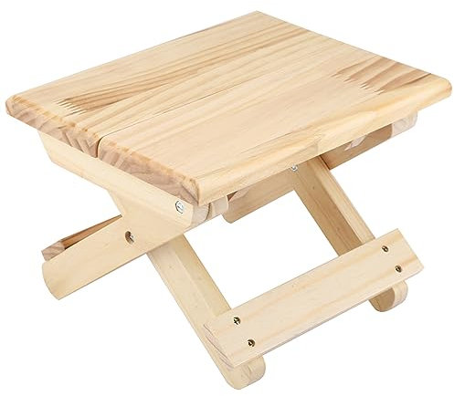Natudeco Klapphocker aus Holz, Kleine Quadratische Bank, wasserdichte Duschbank, Faltbare Beine, Mini-quadratischer Tisch Für Angeln, Camping, Badezimmer, Reisen, Garten