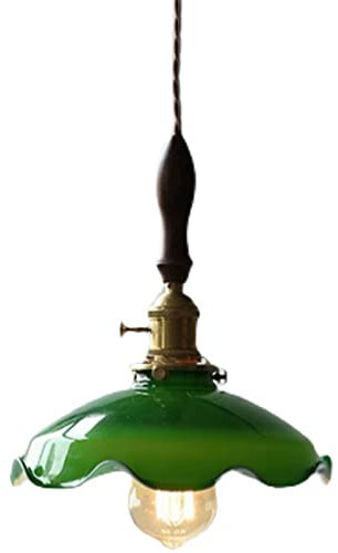 MODEBHD Retro-Lotusblatt-Form, Dorp-Licht-Wandleuchte, grüner Glas-Kronleuchter, Curling-Design, kleiner Glas-Kronleuchter, Messing-Lampenfassung für Bauernhaus, Kücheninsel, Billardtisch, Arbeitszimm