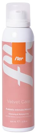 Fler Velvet Care-Mousse Intimreiniger, Reinigungsschaum mit Präbiotika zur täglichen Reinigung & zum Ausgleich der Bakterienflor, geeignet für empfindliche Haut, gynäkologisch getestet, pH 3.8, 150 ml