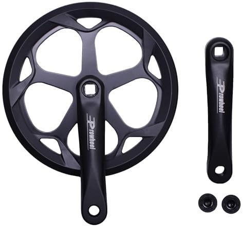 PROWHEEL 152 mm/160 mm/165 mm/170 mm/175 mm Fahrrad-Kurbelgarnitur, 46T/48T/52T Stahl-Kettenblatt Fahrrad-Kurbelarm-Set, Doppel-Kettenrad und Ersatz-Kettenschutz, Kompatibel mit Stadtfahrrad, MTB