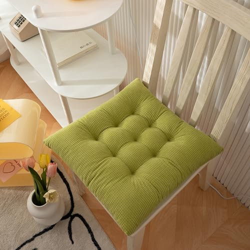Hixingo 2er Set Stuhlkissen, Maiskorn Sitzkissen Stuhl, Stuhlkissen 50x50, Solide Farben Sitzkissen Bank, Sitzunterlage Outdoor & Innen, Sitzauflagen Chair Cushion für Terrassen (50cm,Grün)