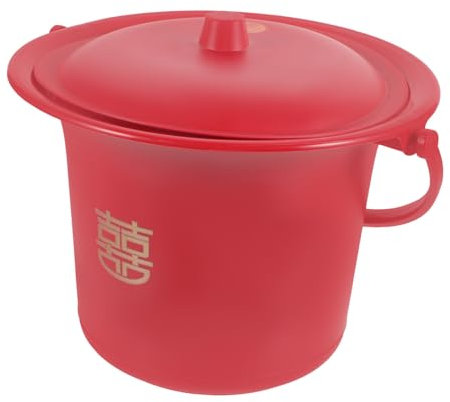 HOMSFOU seau à crachoir tabouret de toilette adulte pot portatif pour adultes portable émail crachoir rouge pot à urine mariage urinoir accessoires pot de chambre la mariée seau à urine pp