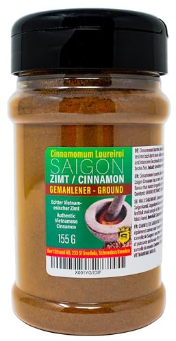 Cinnamomum loureiroi Saigon-Zimt, 155g gemahlenes Zimtpulver - Original Vietnamesischer & Cassia-Zimt | würziger Geschmack | Kaffeezusatz | weltbeste Zimtsorte Limitiert | Gewürz zum Backen & Kochen