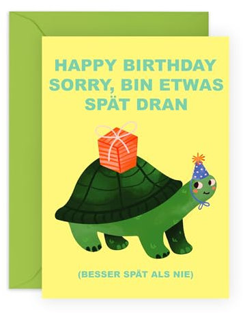 Central 23 Verspätete Geburtstagskarte für Männer – SORRY, BIN ETWAS SPÄT DRAN – Lustige Karte Zum Späten Geburtstag Für Frauen – Geschenke Für Sie Und Ihn – Mit Aufklebern