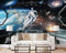 Fototapete 3D Effekt 3D Tapete Universum Weltraum Astronaut Raumstation Raumschiff Fototapete Wandgemälde Vlies Wohnzimmer Schlafzimmer Flur Wanddekoration 450(W) X315(H) Cm