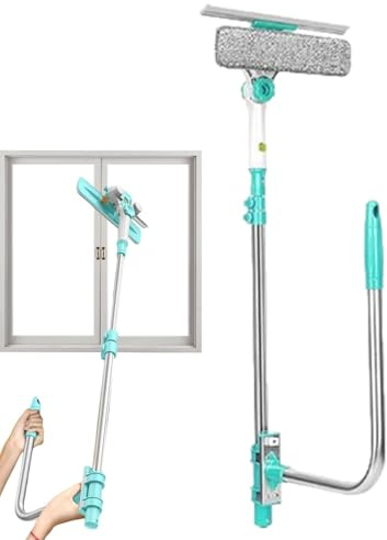 Hobngmuc Telescopic Window Squeegee, U Shaped High Rise Window Cleaner, Adjustable Window Cleaning Tool, External Window Washer For Office, And Bathroom
