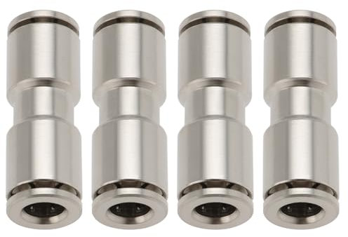 YINETTECH 4 Pièces Connecteurs Push Fit en Laiton Nickelé 6mm Raccord Pneumatique Droit Diamètre Intérieur 6mm Longueur 33mm