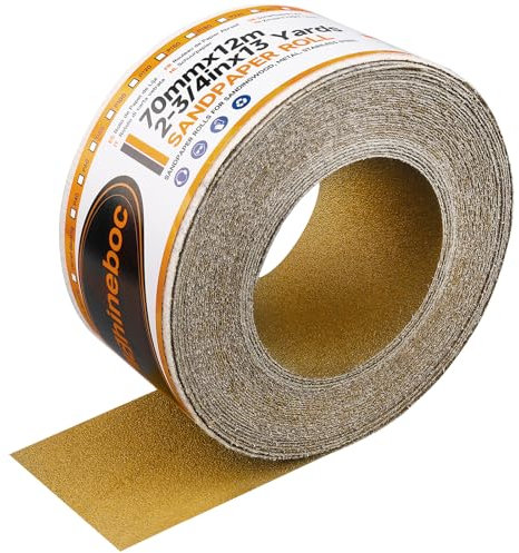 Shineboc 12m x 70mm Hook and Loop Sandpaper Roll, Aluminium Oxide Abrasive Sanding Paper for Sanding, Polishing and Rust Removal, 80 Grit