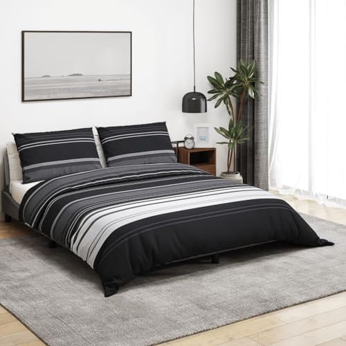 Genérico Juego de Funda nórdica algodón Negro y 260x240 cm Casa y jardín,Ropa de casa,Ropa de Cama,Fundas de nórdico Rayas Negras 0,73kg