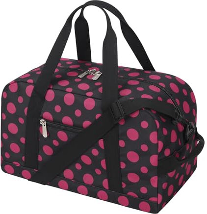 Mini Reisetasche, Sporttasche 18L Small Duffel Bag XS, Schulsporttasche, Weekender, Fitnesstasche 35x20x25cm-Polka Dot Rosa