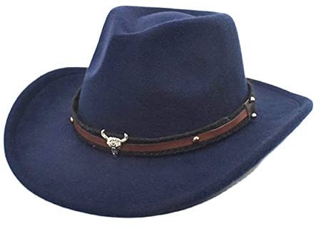 Cowboyhut Damen Herren Westernhut Fedora Hut Breiter Krempe mit Lederband Cowboyhut Damen Herren mit Band Cowgirl Kostüm Westernhut Cowboyhüte für Damen Schwarz MüTze Herren MüTze Damen