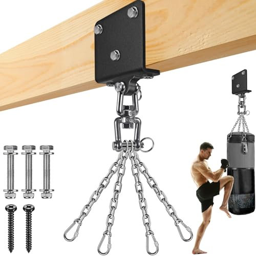 BeneLabel Boxsack Halterung, Boxsack Aufhänger Balken Montieren Schwere Tasche Hängenden Haken 360 Drehbarer Hardware mit Kette für Muay Thai Exercise Ausbildung Swing Hängematte Stuhl, 1000lbs