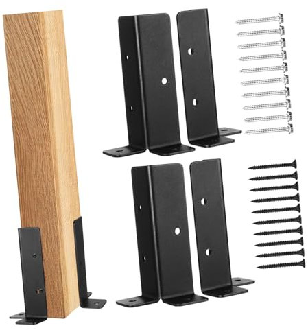 EXHUMKY 4sets Fence Post Brackets Heavy Duty Metal Pole Support Base Bracket for Pergola Railing Wooden Posts Mailbox Installation