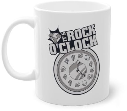 It's Rock O'Clock Geologe Edelsteinjäger Kaffeetasse | Steinsammler Gesteinssuche Mineraliensammler Tasse Weiß (07050B)