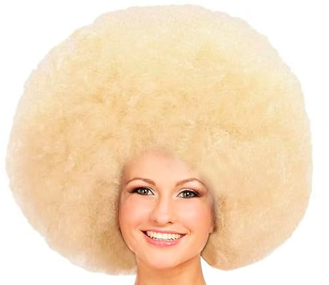 Hatstar XL Afro Perücke | Kraushaar Lockenkopf Perücke | Rasta Afroperücke | Kostüm Hippie Clown Accessoire für Karneval und Fasching | für Damen und Herren (blond)