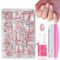 Nagel Tips Set - 240 Stück Rosa Glitzer Cat Eye Falsche Nägel Zum Aufkleben - Schimmerndes Pink Gradient Design Künstliche Fingernägel Fake Nails Soft Gel für Frauen DIY (Rosa Glitzer Quadratisch)