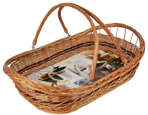 Tablett mit Henkel klappbar Motiven zur Auswahl!! 60cm! Weide Serviertablett (Kaffee Hell)