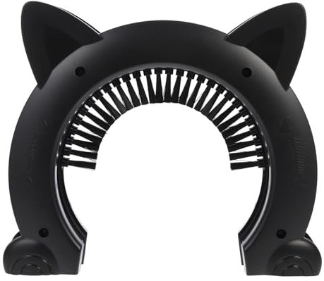 Katzenklappe mit Bürstenpflege für Hund und Katze, Abs Schwarz