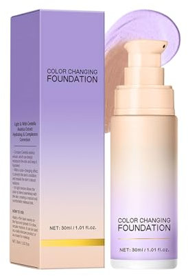 Selbstanpassende Foundation Flüssigkeit, Wasserfest, Makellose Abdeckung Von Fältchen & Linien, Leichte Formel, Lang Anhaltende Formel Zur Ölkontrolle, Passt Zu Allen Hautfarbe (Lila, 30ml)