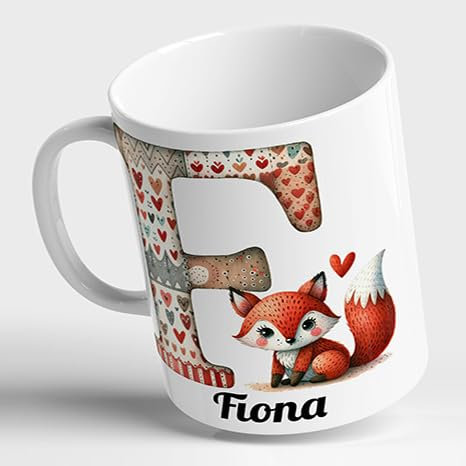 Kids Personalised Unbreakable Name and Animal Mug Cup 10oz Child Customised Custom Initial Letter Alphabet Monogram Polymer
